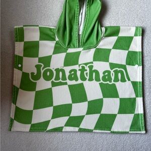 Green and White Checkered towel Poncho
